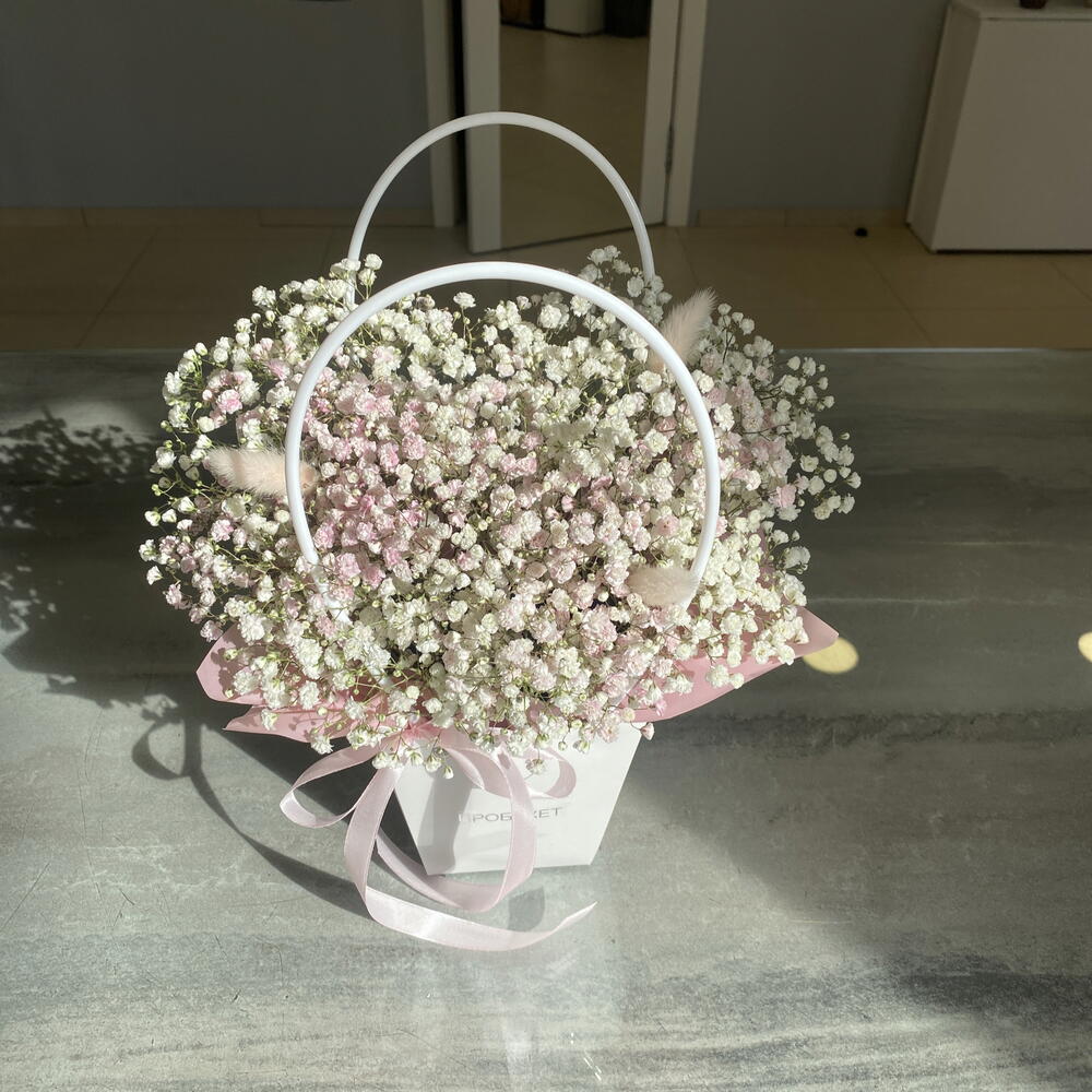Сумочка белой гипсофилы с лагурусом 🌸