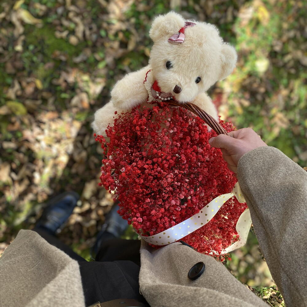 Подарок для нее ️🐻Гипсофила + мишка