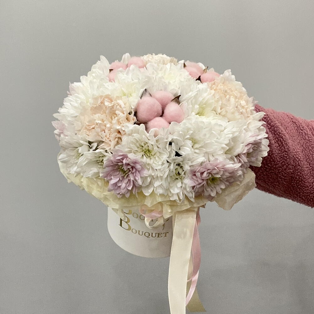 Цветочная композиция в шляпной коробке 🌸