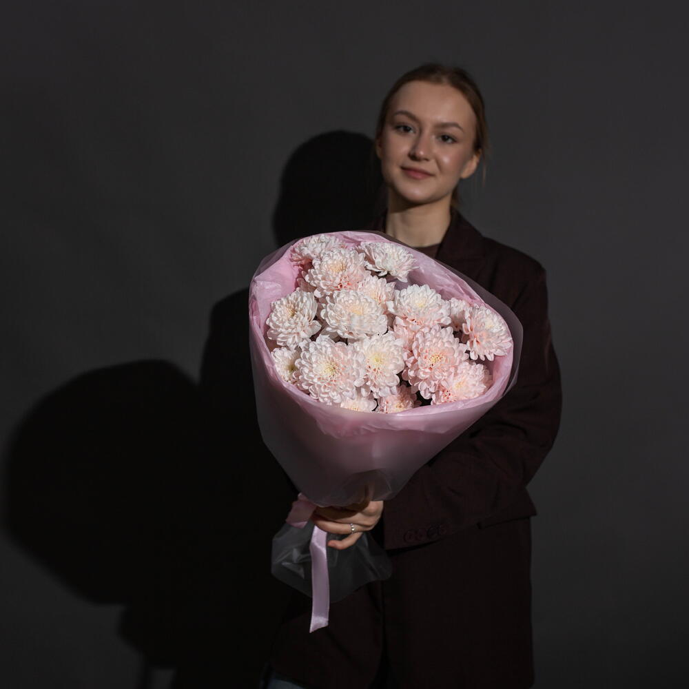 Букет персиковая хризантема