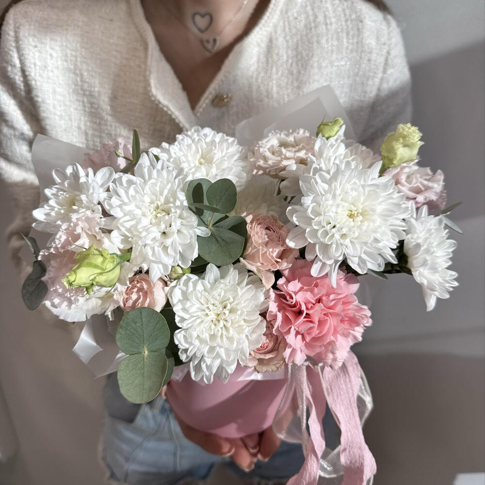 Коробочка хризантем «Зефирка»🌸🤍