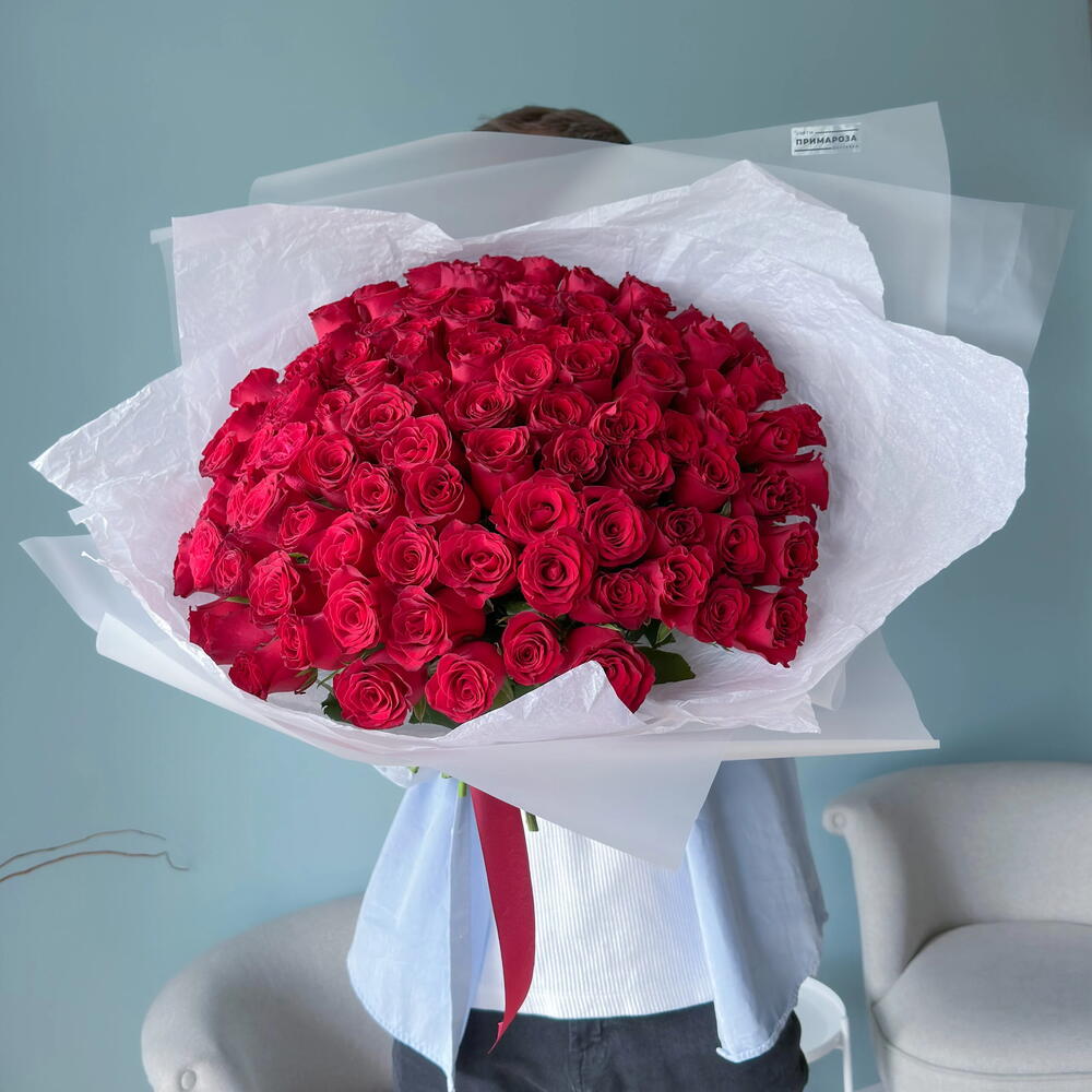 Букет из 101 красной розы Кения «Безграничная любовь» 🌹 40988
