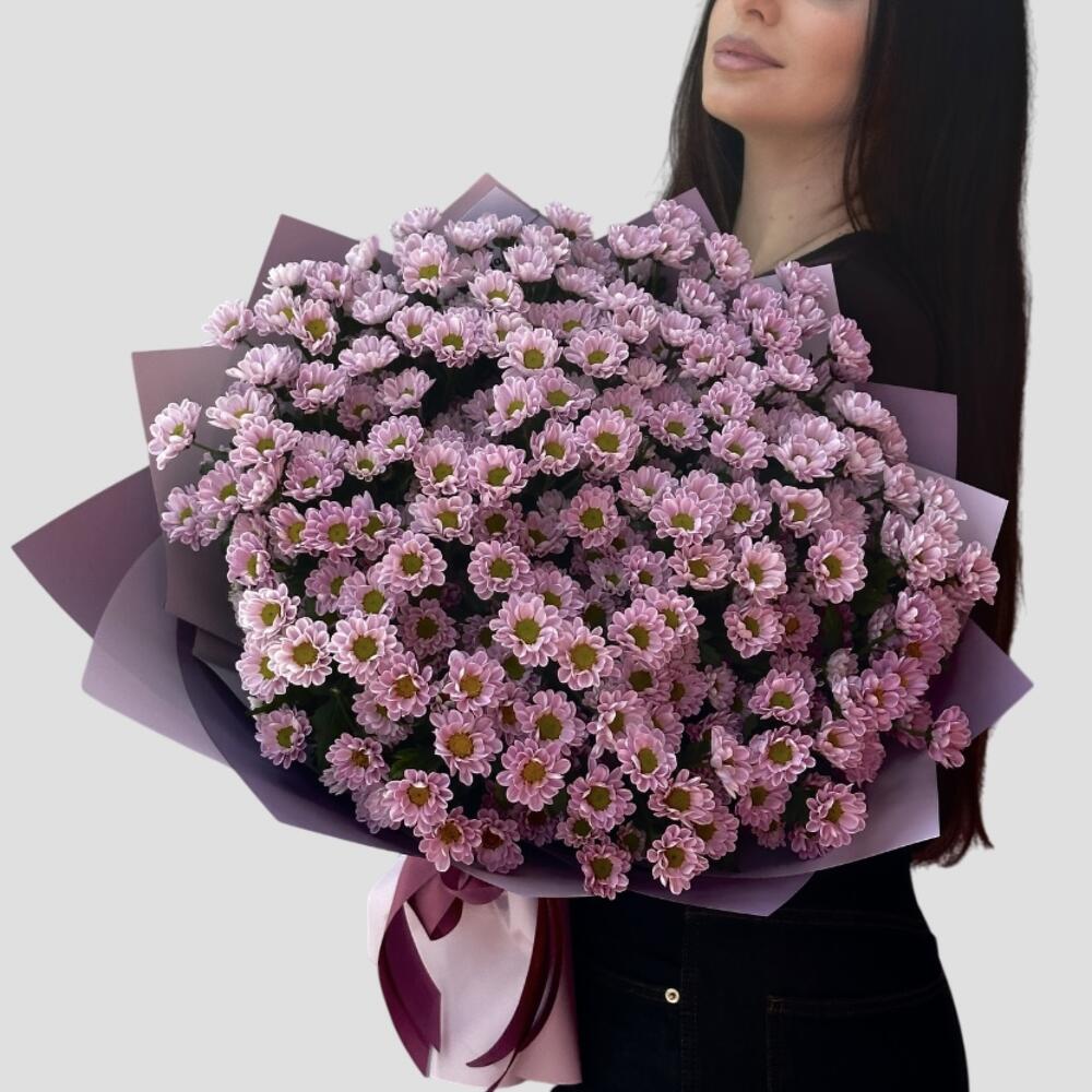 25 розовых хризантем