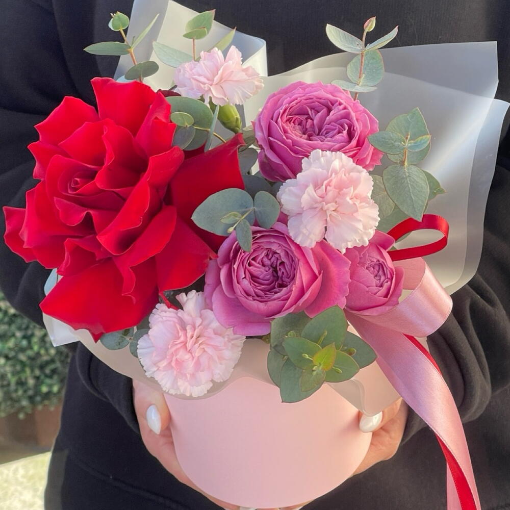Мини композиция в коробочке с розой♥️