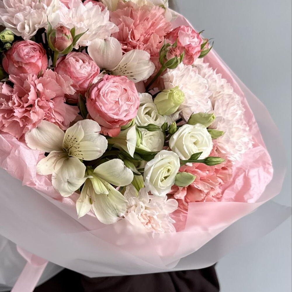 Сборный букет 💐 хризантема кустовая , альстромерия, кустовая роза, эустома, диантус