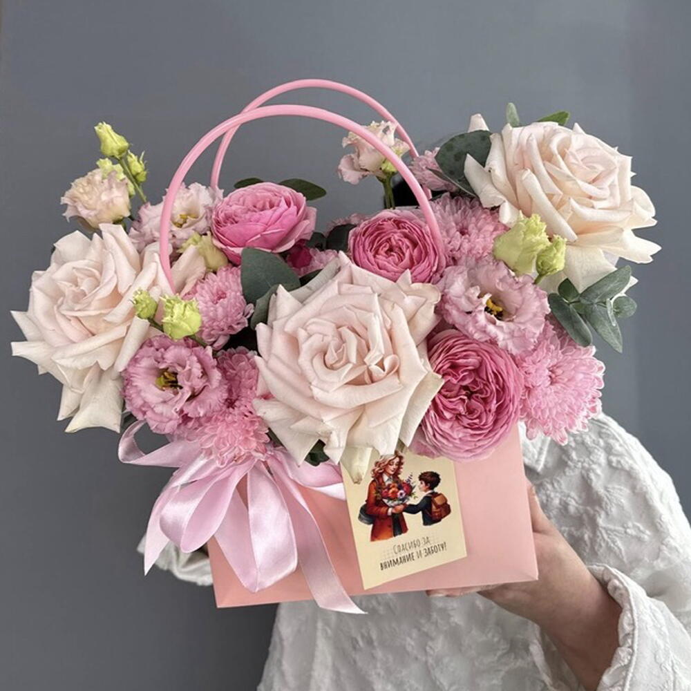 Композиция изящная 🩷 Роза французская 🥐🥐🥐 Роза кустовая пионовидная 🌸 эустома 🌿