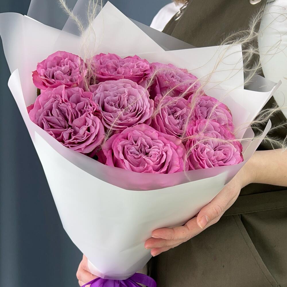 Моно букет из 9 пион роз💜