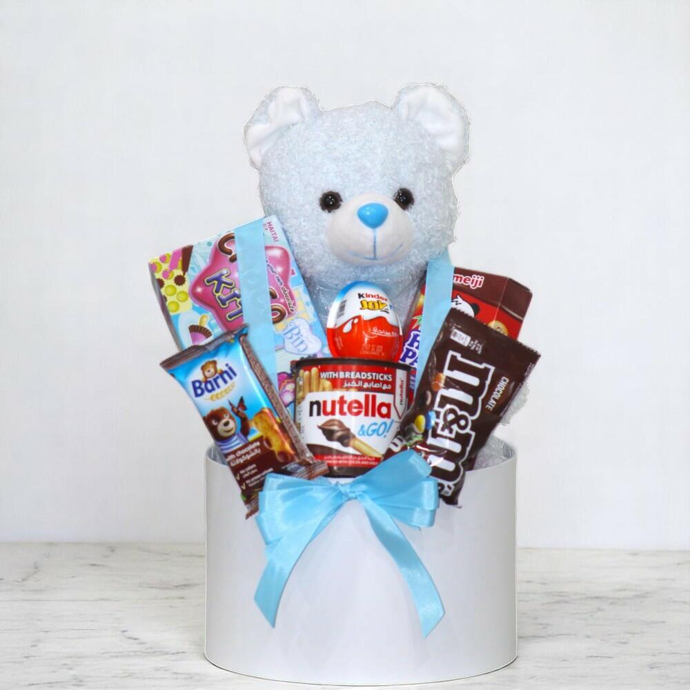 Sweet Teddy Candy Gift Box – Assorted Chocolate Bouquet with Plush