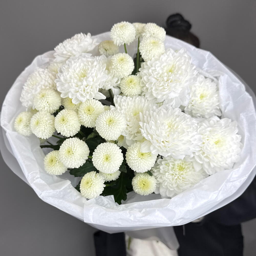 Микс хризантем в упаковке
