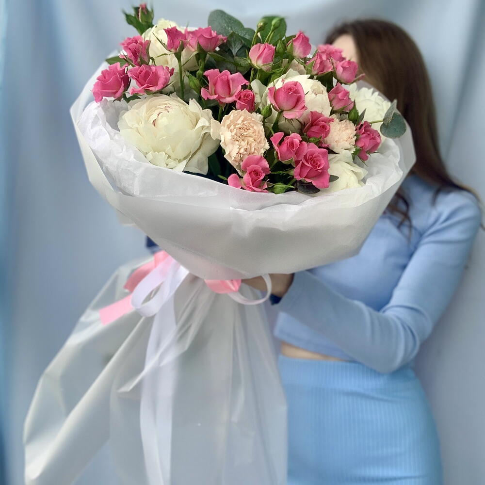 Букет «Цветочный сад»🌷пионы,розы
