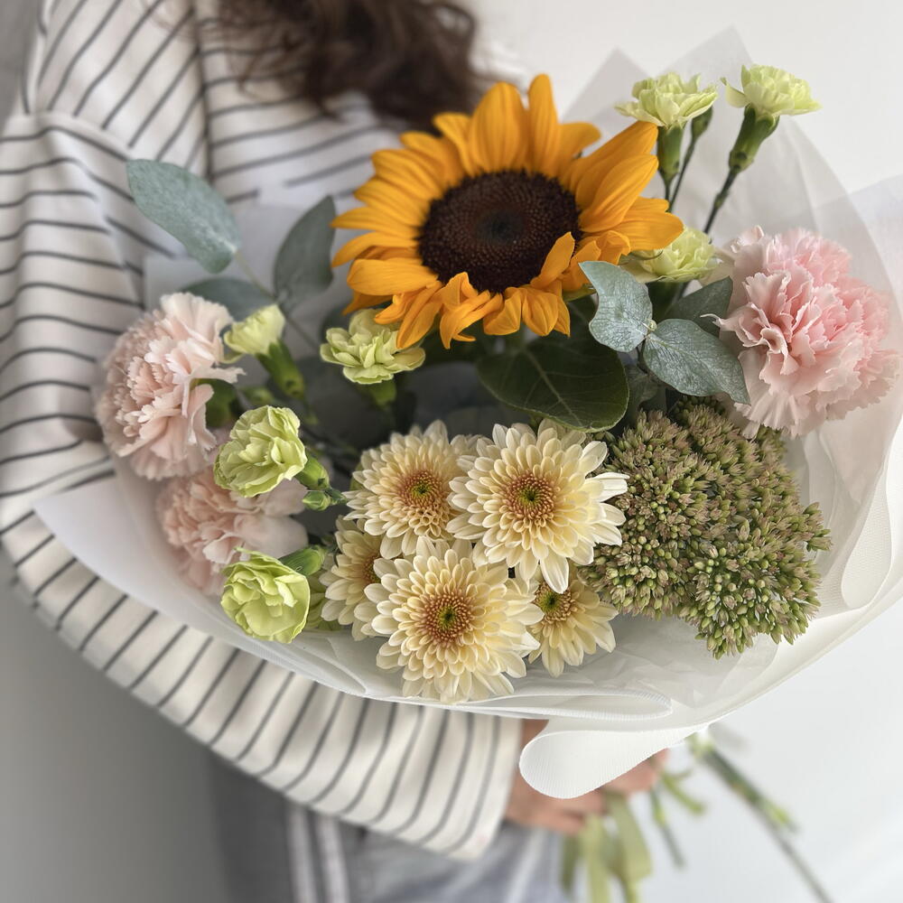 Букет с подсолнухом на 1 сентября🌻💛