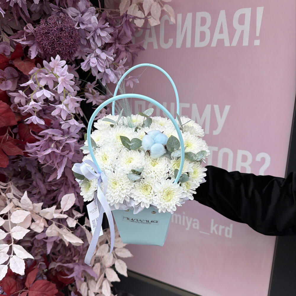 ХРИЗАНТЕМА В СУМОЧКЕ ГОТОВ К ДОСТАВКЕ 3