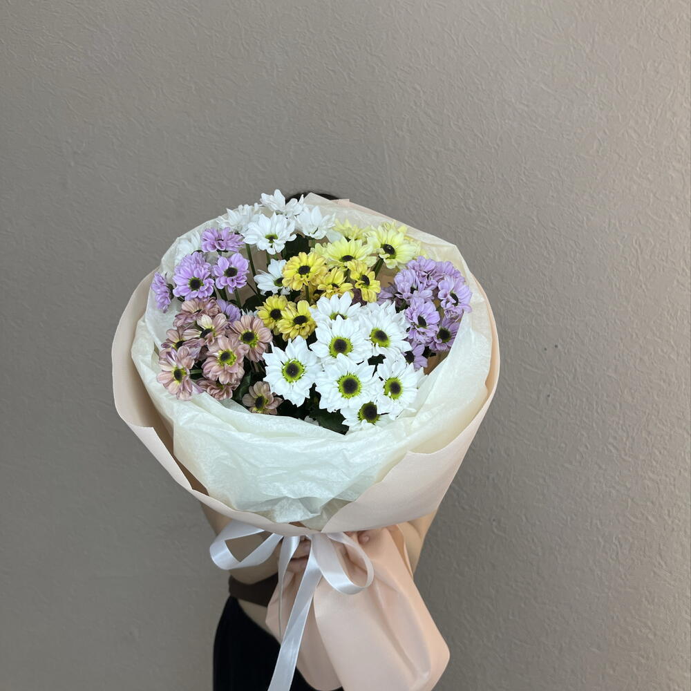 Монобукет из разноцветных хризантем 🌸🎨