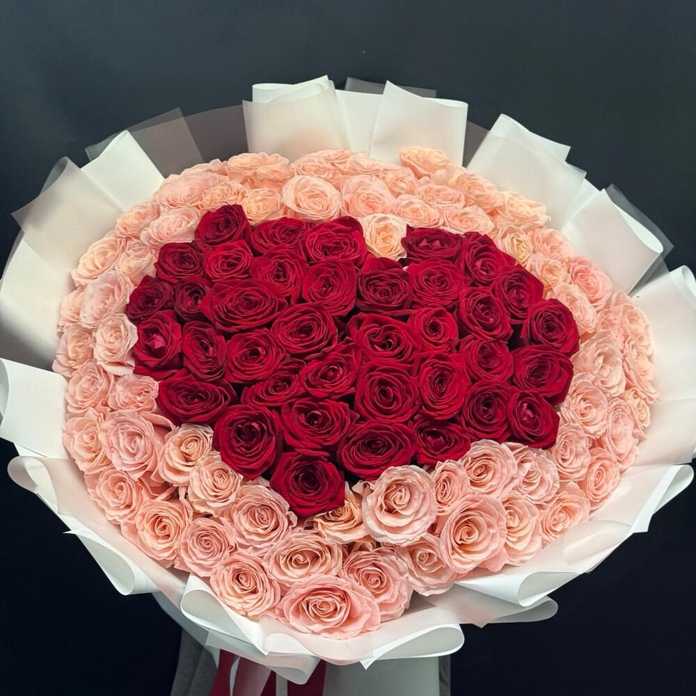 Роза СЕРДЦЕ 101 букет