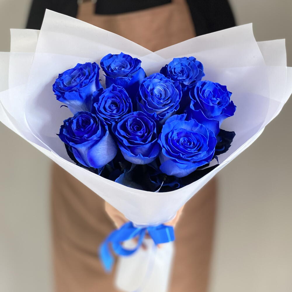 Букет 9 синих роз💙🌸🕊️