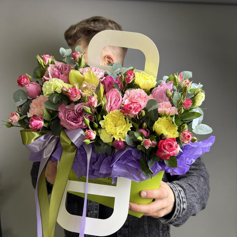 Композиция 🌾 «Розовый фреш» 🌺🍃💚