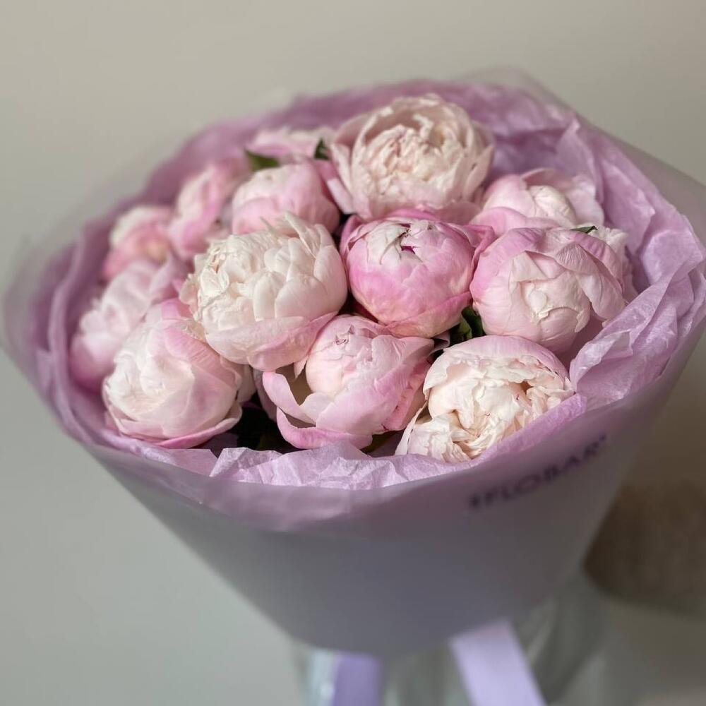 15 розовых пионов