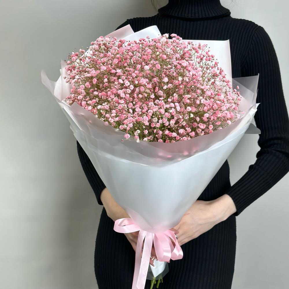 Букет из розовой гипсофилы S (М025)