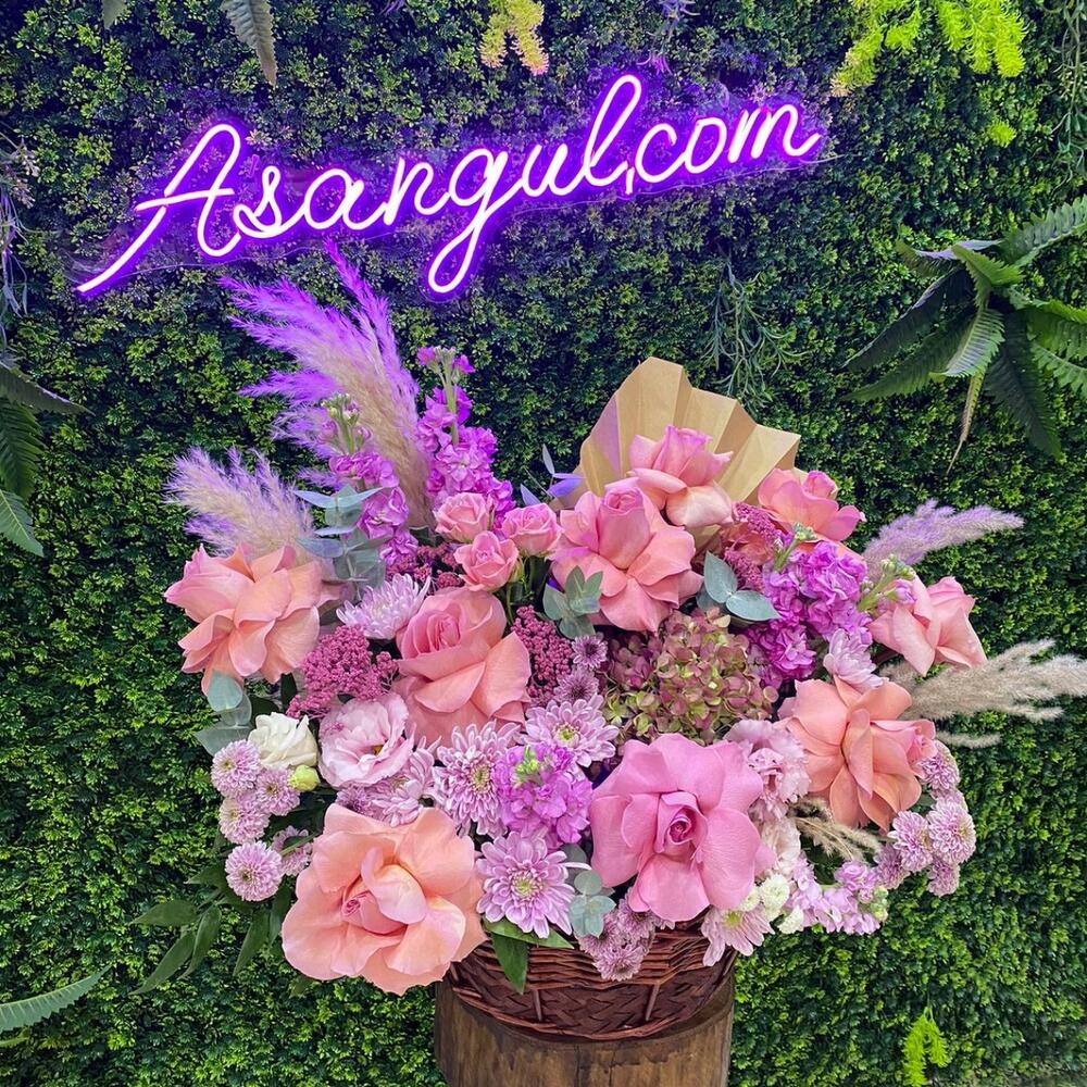 Basket with assorted flowers