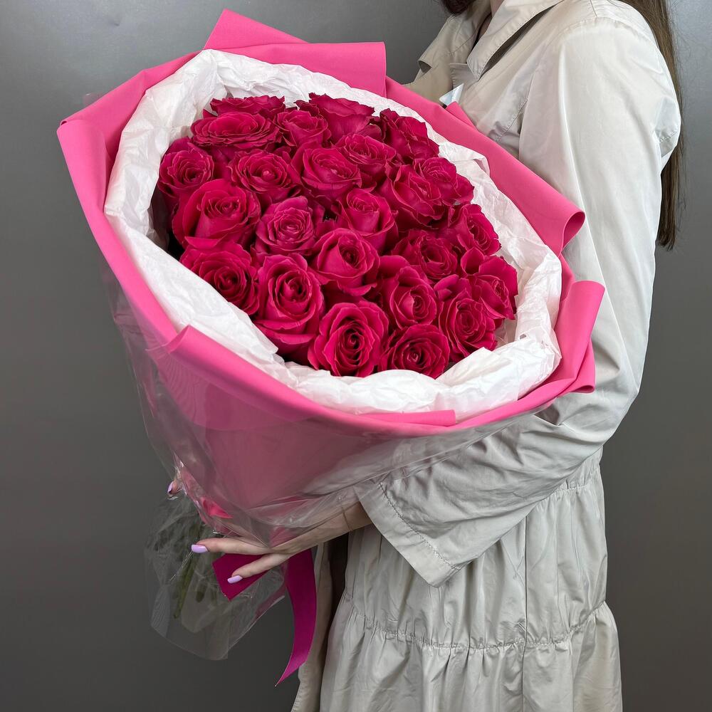 Малиновые розы 25 шт💖💝💞