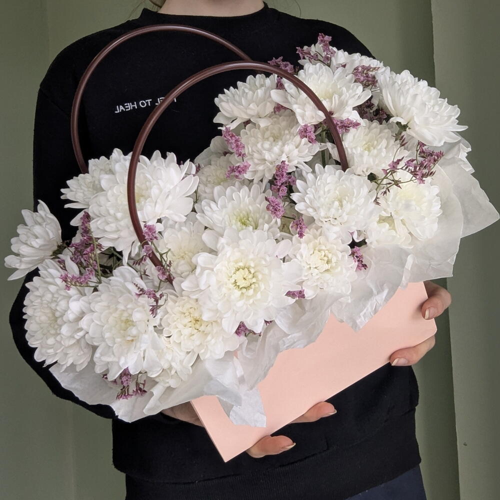 Сумочка из хризантемы и воздушным лимониум 💟