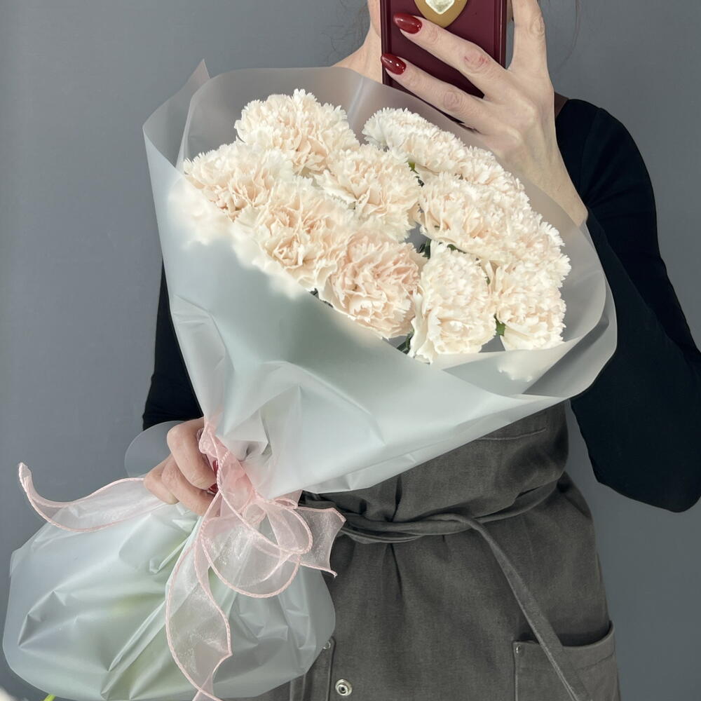 Моно букет кремовый диантус «Брют» 🌸🌸🌸