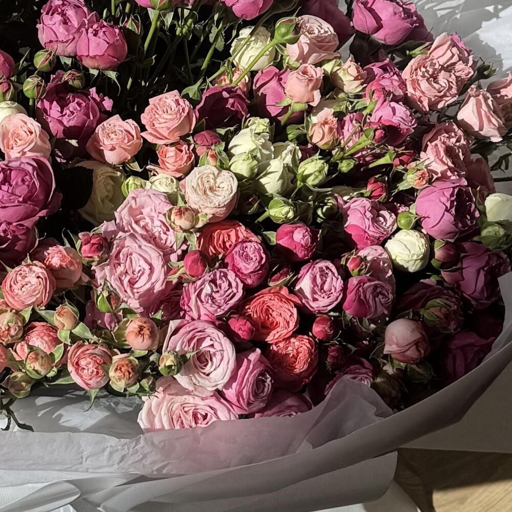 51 Пионовидная кустовая Роза в упаковке