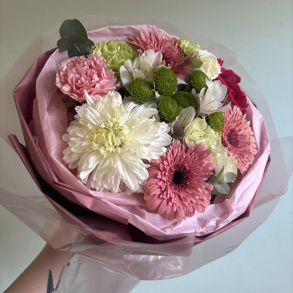 Букет из эустомы/нерберы/диантуса/хризантемы💕💕
