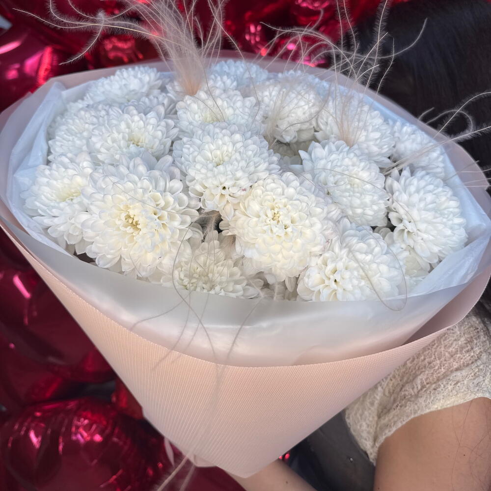 Моно букет 💐 с хризантемой Белый