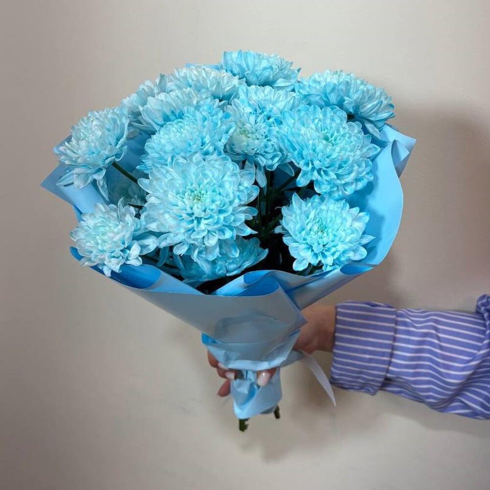 Букет - комплимент из 💙синих💙 хризантем