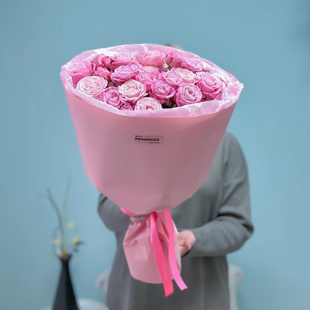 Букет из 7 кустовых роз Бомбастик «Розовая нежность» 🌸 38999