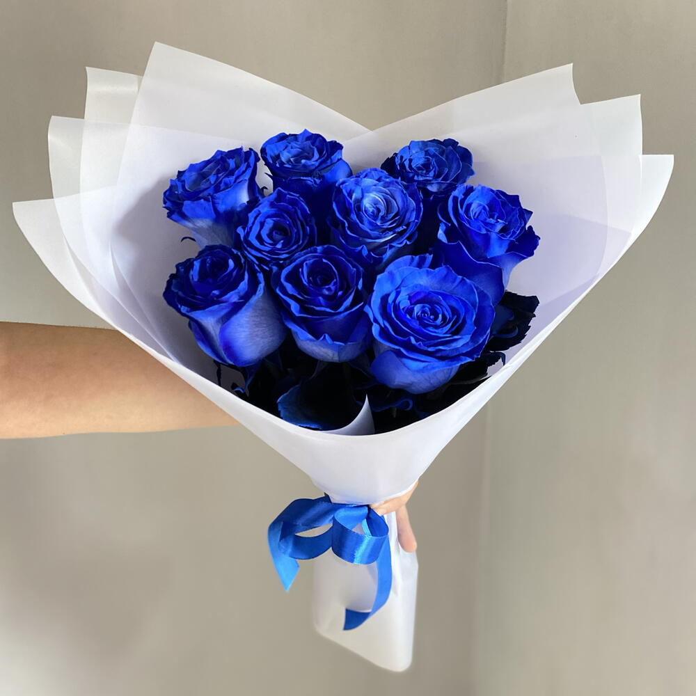 Букет 9 синих роз💙🌸🕊️