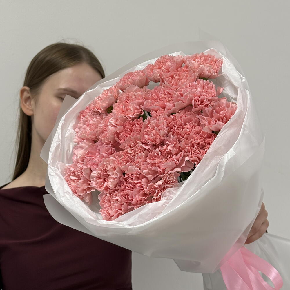 💫 «Розовая пауза: 25 диантусов в стильной матовой упаковке» 🌸