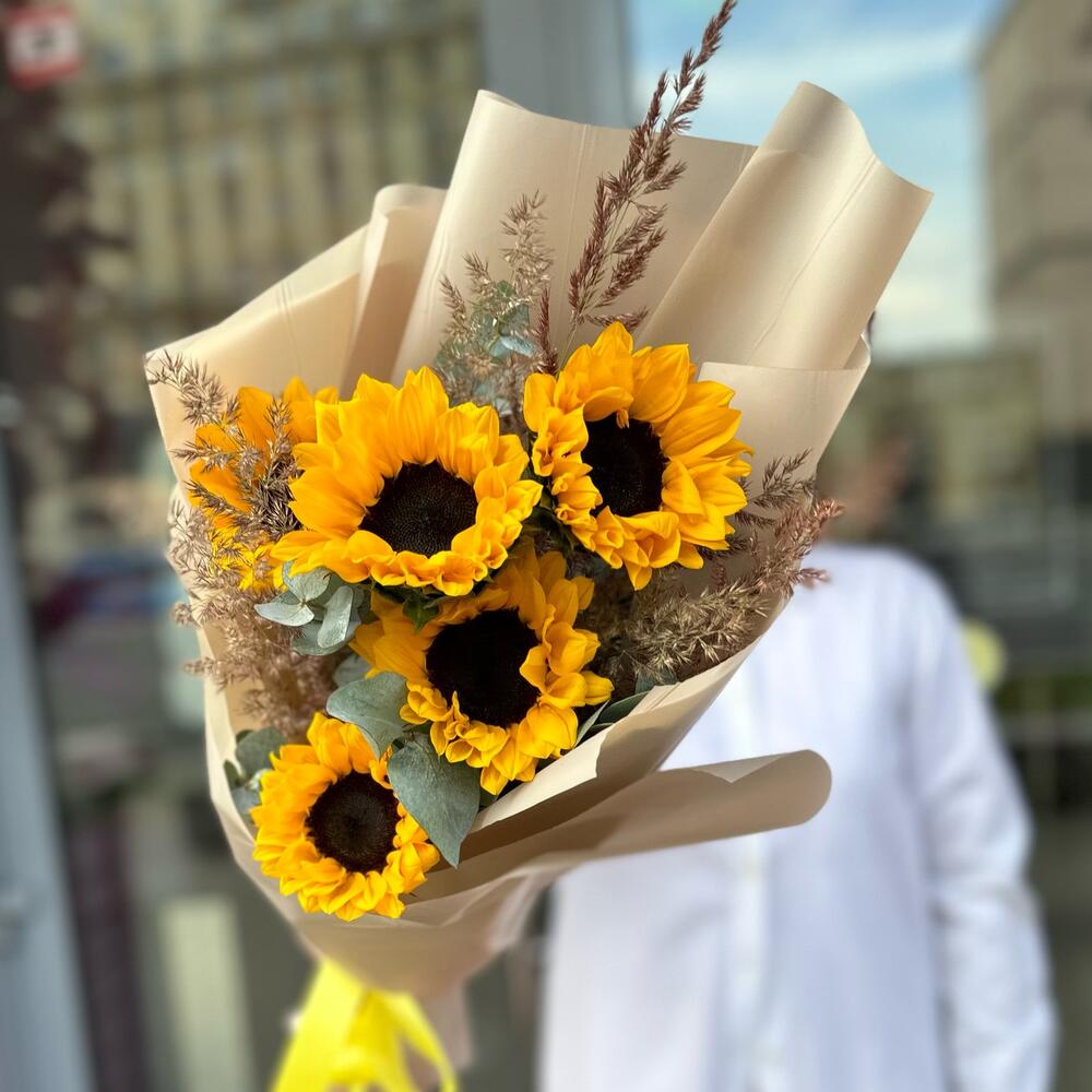 Букет из подсолнухов 5шт 🌻