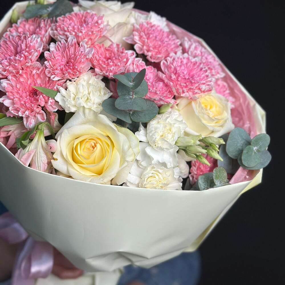 Букет 🌸🤍🌸 "весенняя нежность" с пионовидными розами