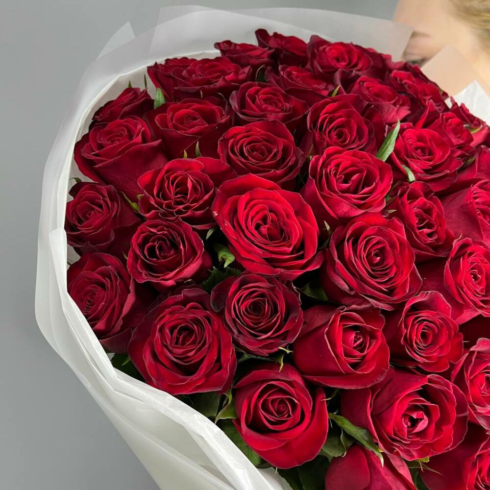 51 бордовая роза с упаковкой 🎁