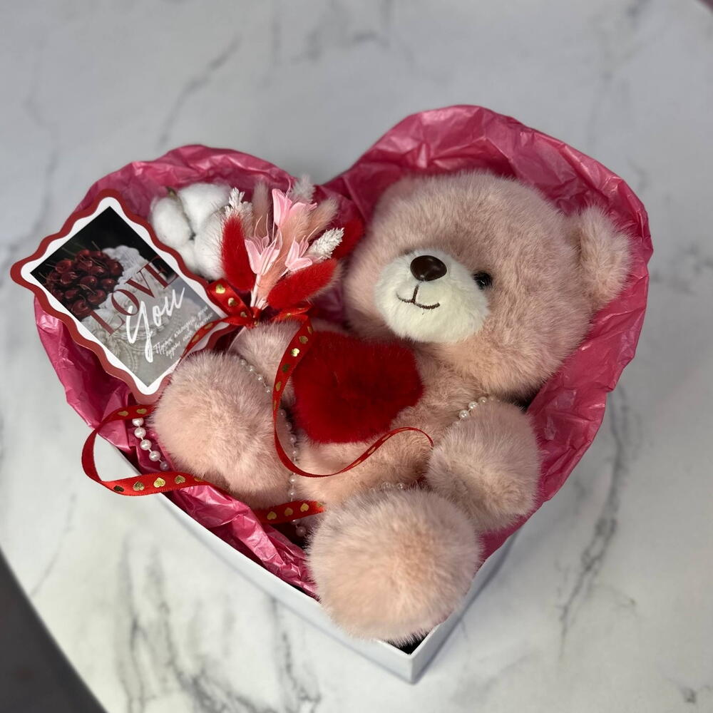 Подарочный бокс Love you с мягкой игрушкой