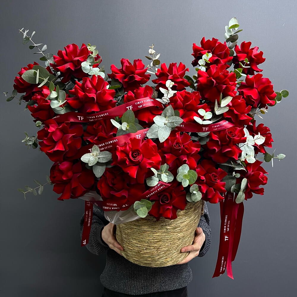 Basket of red roses