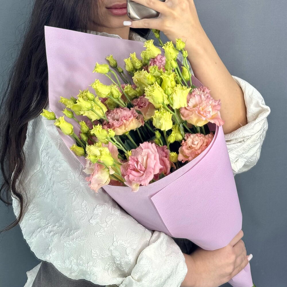 💖МОНОбукет из нежно-розовой эустомы