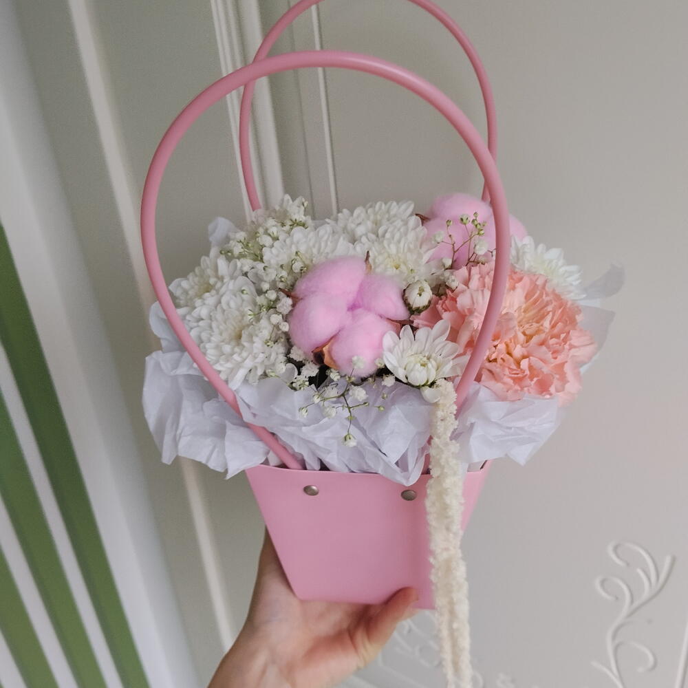 Корзинка с хлопком и амарантом