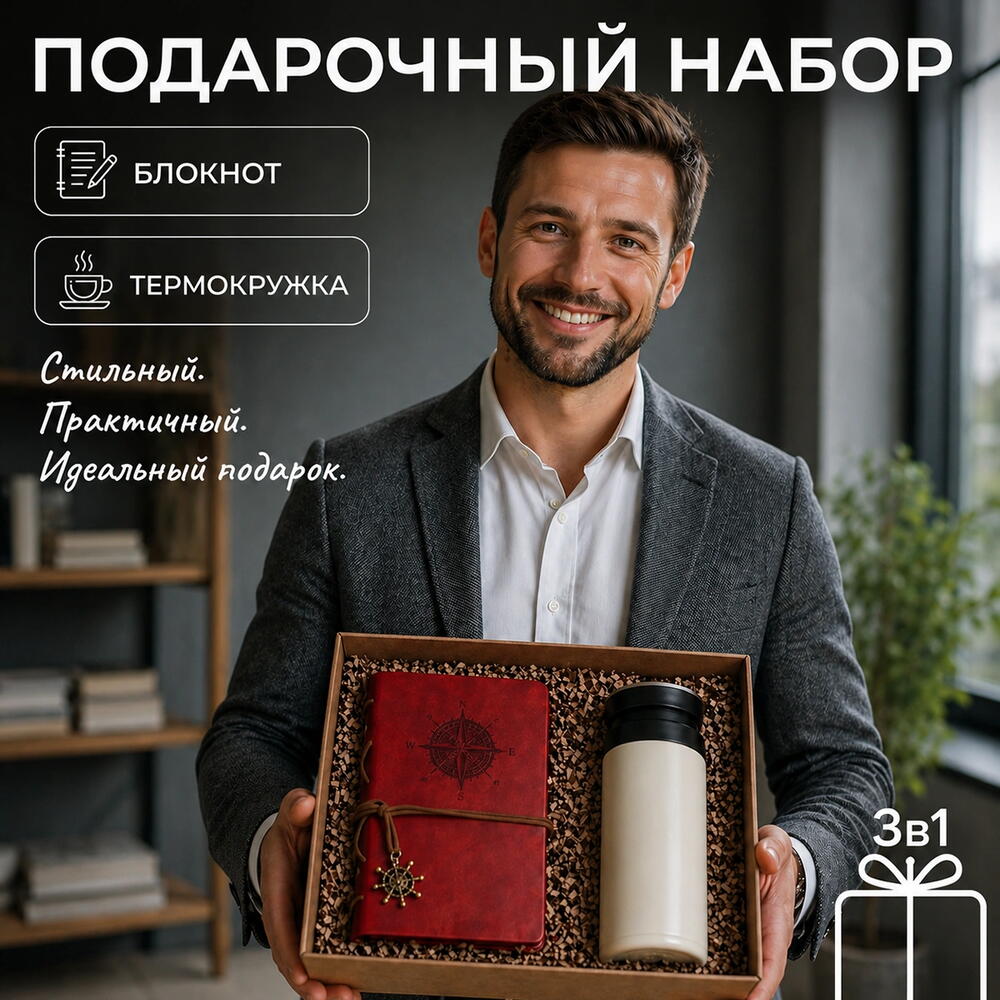 Подарочный набор с термокружкой и блокнотом