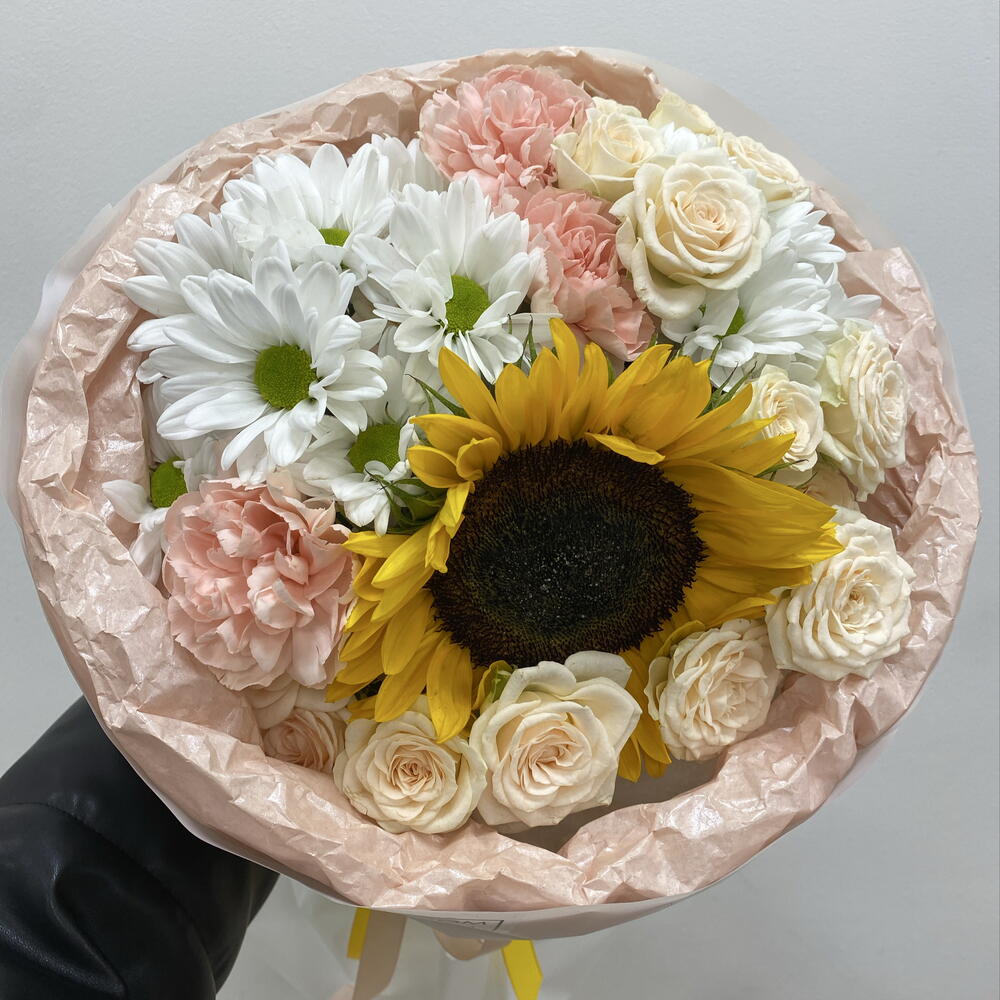 🌼🎀 Букет с подсолнухом BLOOM ROOM
