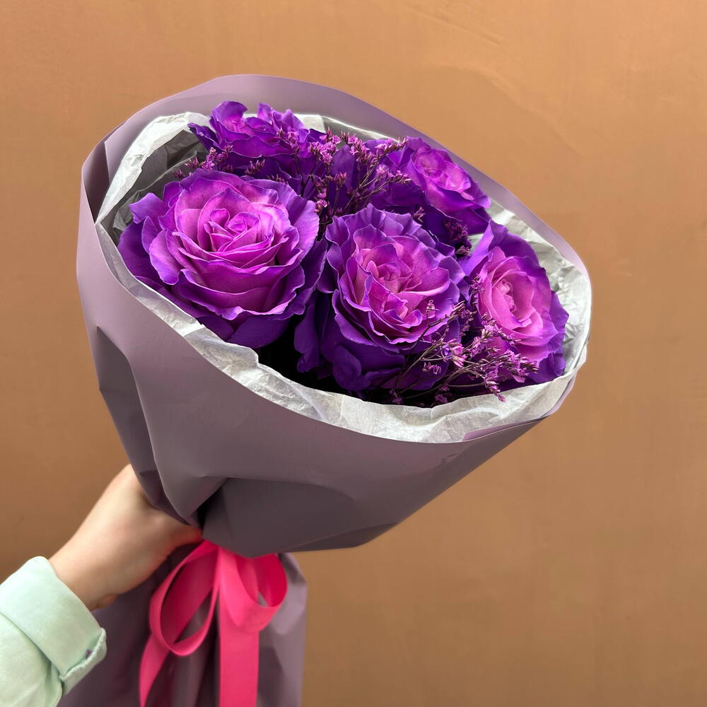 Фиолетовые розы 5шт