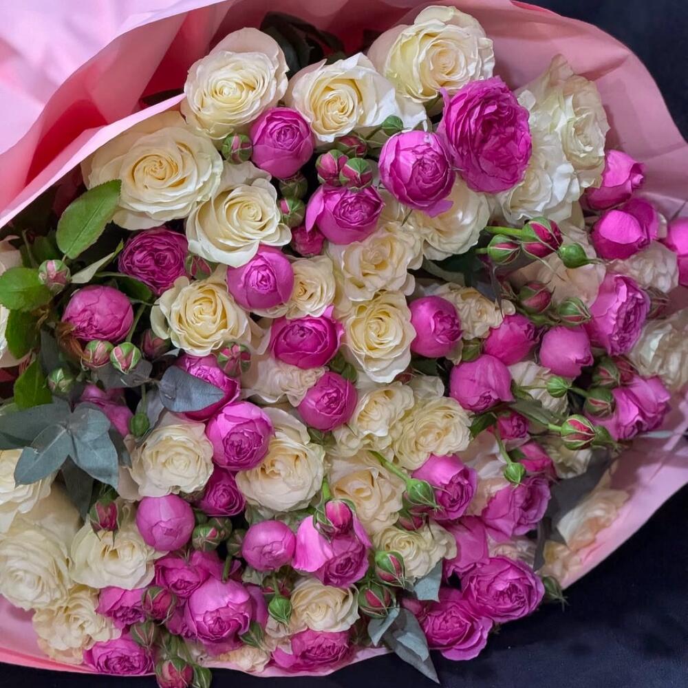 Пионовидные розы с белыми 💕 Нежность в розовом