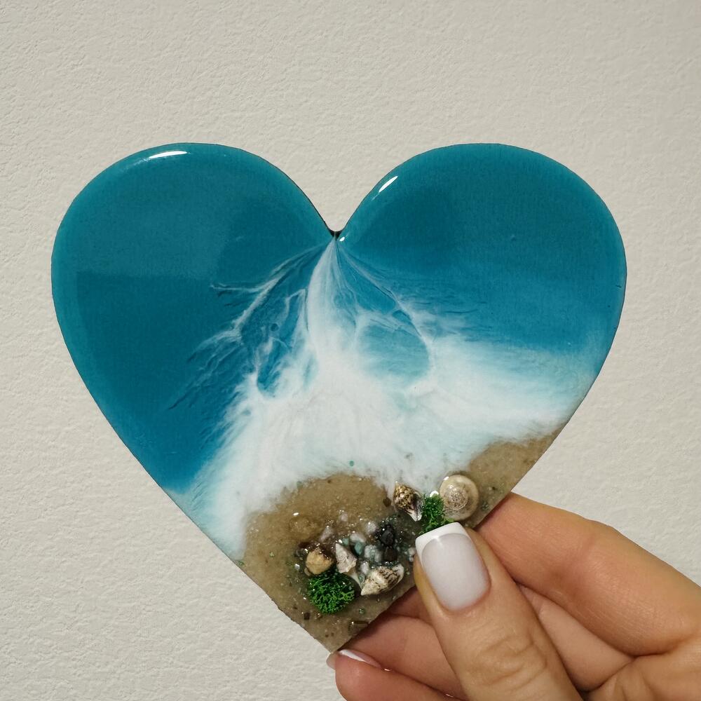 Сердце из эпоксидной смолы Розовое