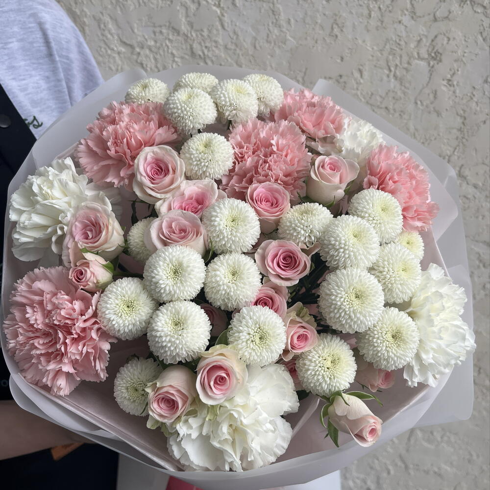 Букет Нежность в бело-розовой цветовой гамме 🤍💕🤍