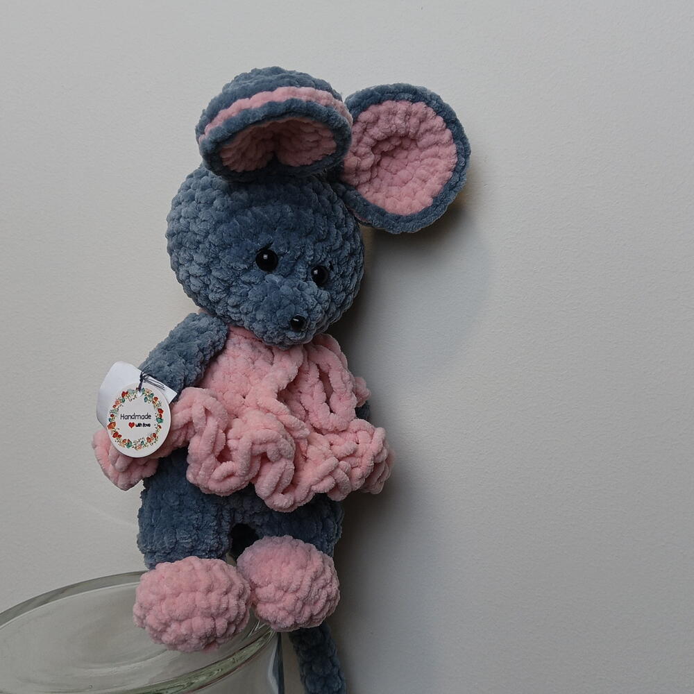 Мягкая игрушка вязаная мышка в платьице 🐁
