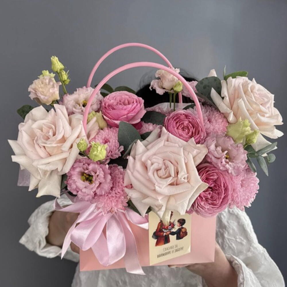 Композиция изящная 🩷 Роза французская 🥐🥐🥐 Роза кустовая пионовидная 🌸 эустома 🌿