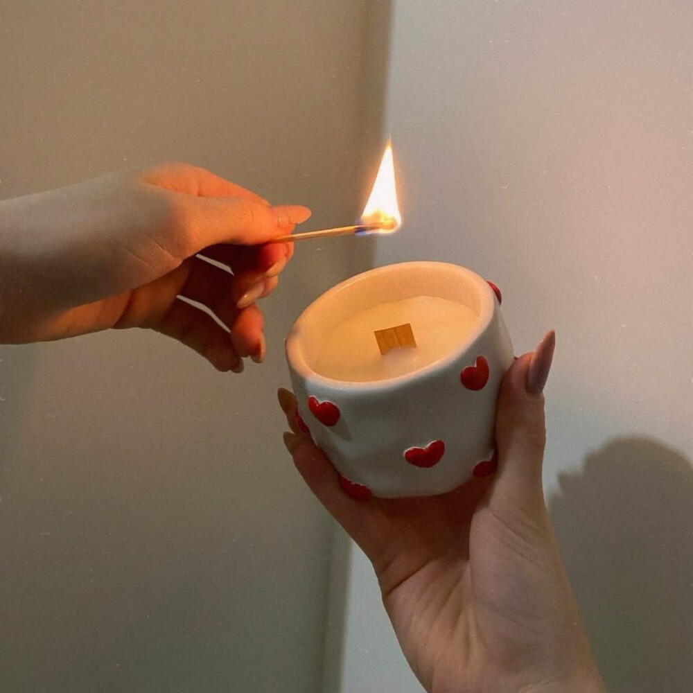 Свеча Стакан с сердечками