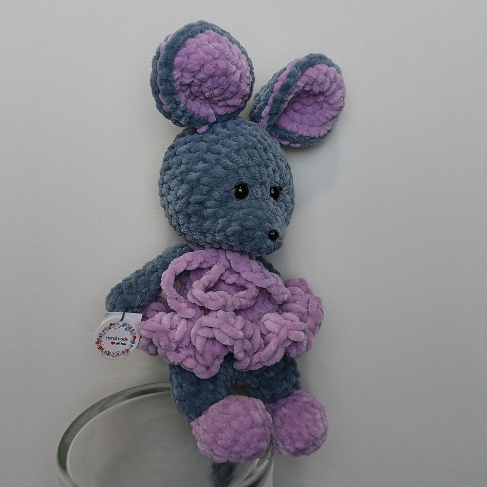 Мягкая игрушка вязаная мышка💜